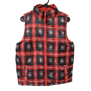NIKE Reversible Vest Youth Sz. M (10-12 Yrs) Black Red Gray Plaid & Skull